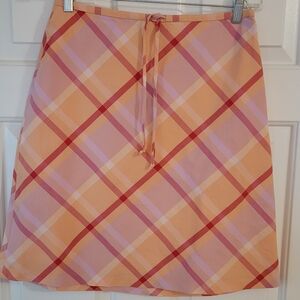 GAP Plaid A-Line Skirt in Pink and Yellow